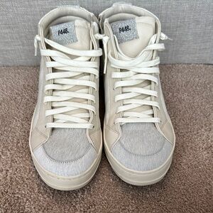 P448 Cream and Gray High-Top Sneakers NWOT